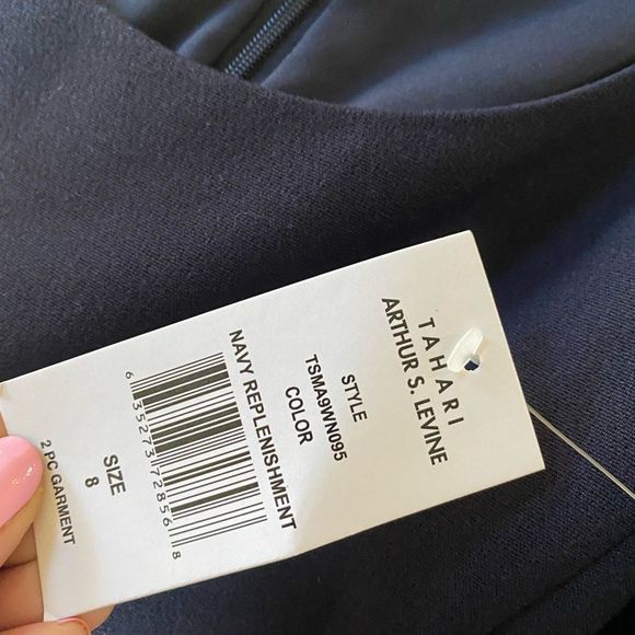 NWT Tahari Women's Navy Blue Midi Dress - Deep Blue - Picture 6 of 8